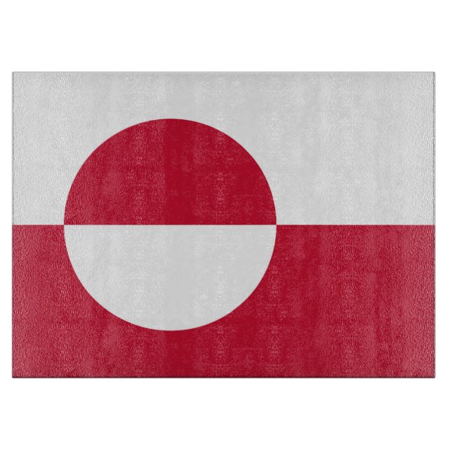 Skärbräda i glas med Grönlands flagga (Framsidan)