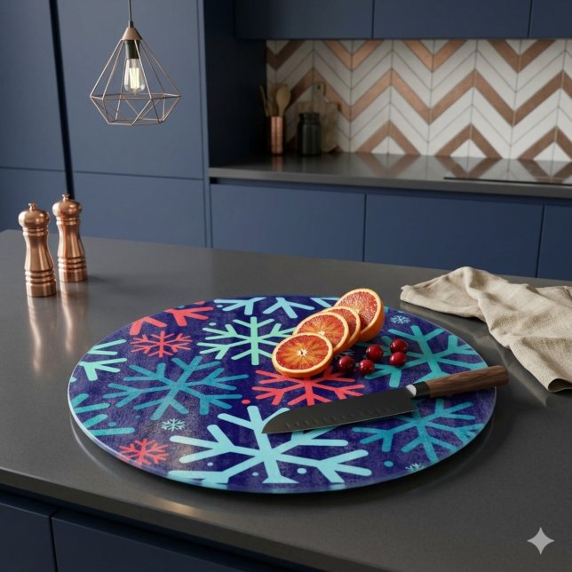 Skärbräda i glas med motivet Midnight Snowfall (Skapare uppladdad)