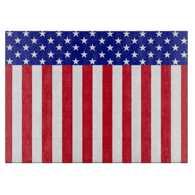 Skärbräda i glas - USA-flagga med unik design (Framsidan)