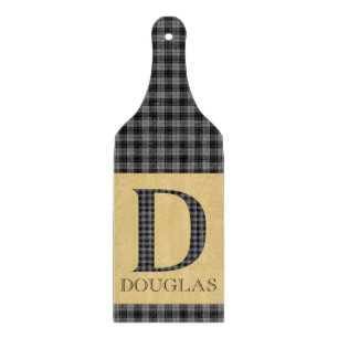 Skärbräda med Douglas-tartan och monogram D