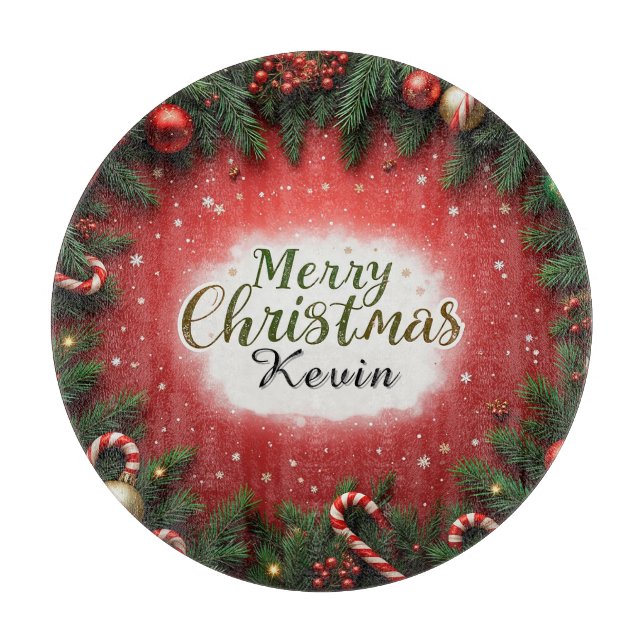 🎁 Skärbräda med eget namn i julkort - present ✨ (Framsidan)