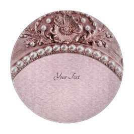 Skärbräda med rosa blommor