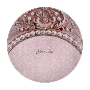 Skärbräda med rosa blommor