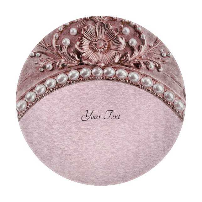 Skärbräda med rosa blommor (Framsidan)