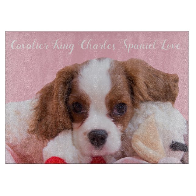 Skärbräda med valp av Cavalier King Charles Spanie (Framsidan)