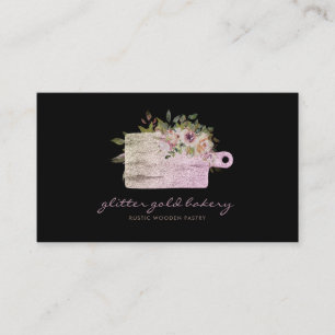 Skärbräda rose gold glitter bageri matlagning visitkort