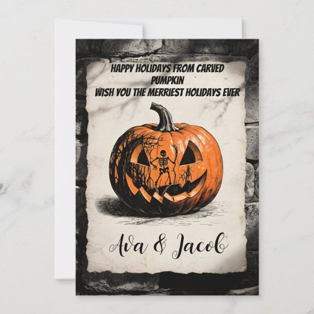 Skärd Pumpa Högtidkort Tacksgiving Halloween Inbjudningar (Framsida)