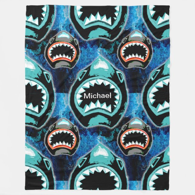 Skark Mania Funny Tecknad Illustration Fleecefilt (Framsidan)