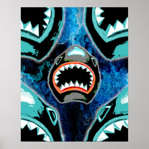 Skark Mania Funny Tecknad Illustration Poster