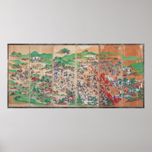 Skärm för Edo period av striden av Sekigahara Poster