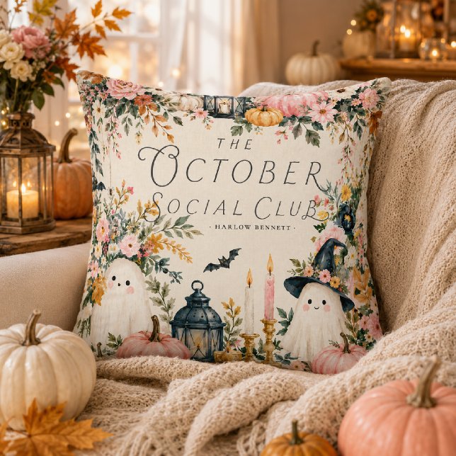 Skärmkudde för Halloween med rosa spöke Kudde (Skapare uppladdad)
