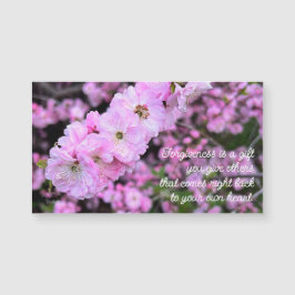 Skärmmagnet med rosa vårblommor och citat om förlå