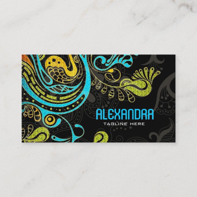 Skärmmall för Abstrakt för oboltblått och Gult Visitkort (Framsida)