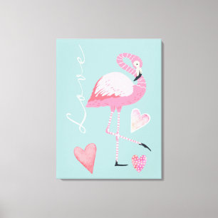 Skärmtryck av rosa flamingo kärlek på sträckt canv canvastryck