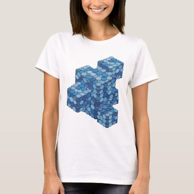 Skarp blå BLÅ MYNTTRAPPA Djärv design T Shirt (Framsida)