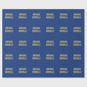 Skarp fet minimalistisk anpassad namn guld blå fär presentpapper