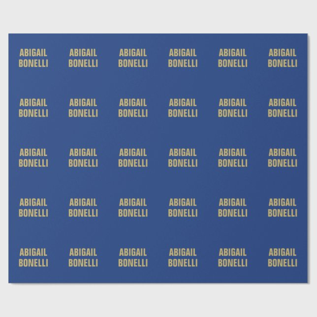 Skarp fet minimalistisk anpassad namn guld blå fär presentpapper (Platt)