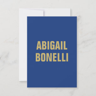Skarp fet minimalistisk anpassad namn guld blå fär tack kort