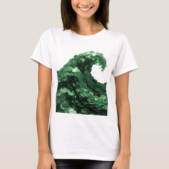 Skarp Grön GRÖNA MYNTVÅG Statementdesign T Shirt (Framsida)