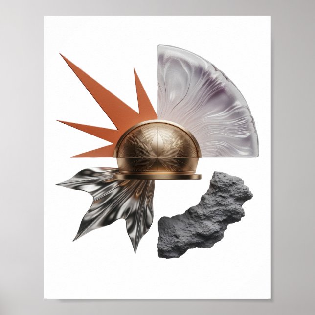 Skarp Guld ABSTRAKT KONST Konsttryck Poster (Framsidan)