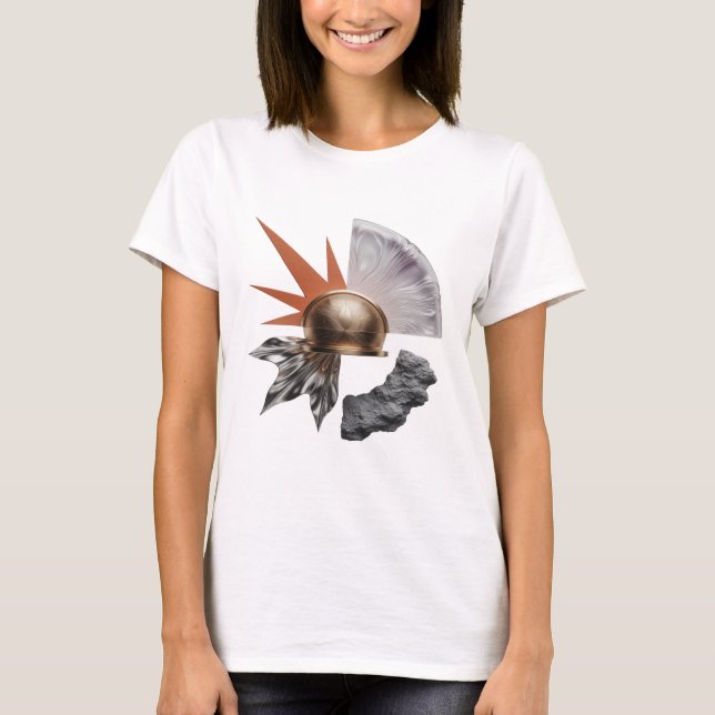 Skarp guld ABSTRAKT KONST Konsttryck T Shirt (Framsida)