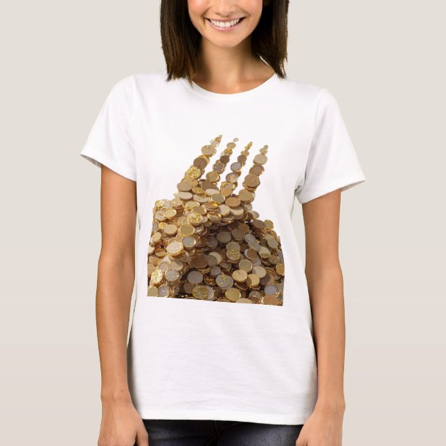 Skarp guld HAND AV PENGAR Djärv design T Shirt (Framsida)
