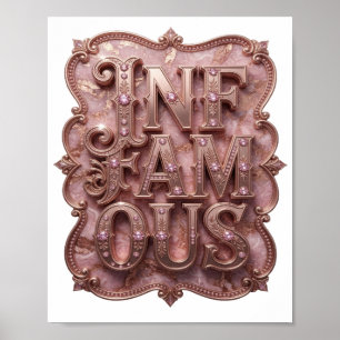 Skarp guld INFAMOUS 3D textkonst Poster