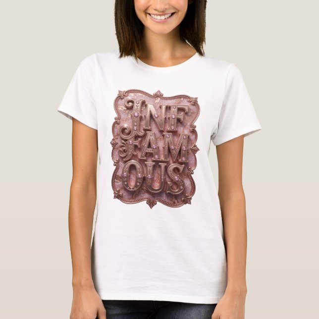 Skarp guld INFAMOUS 3D textkonst T Shirt (Framsida)