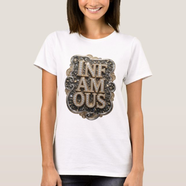 Skarp guld INFAMOUS specialdesign T Shirt (Framsida)