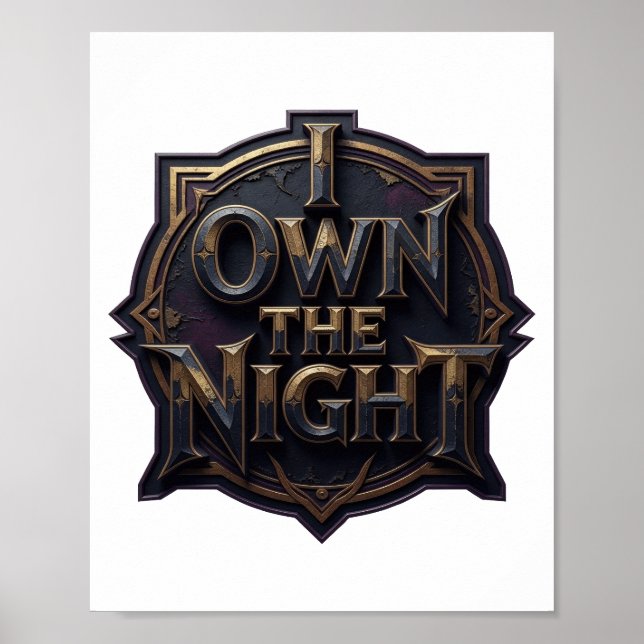 Skarp Guld JAG ÄGER NATTEN Textdesign Poster (Framsidan)