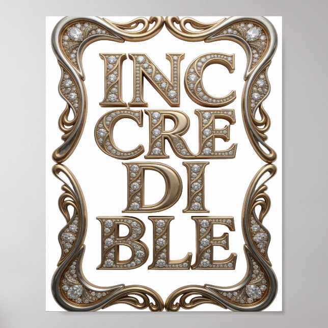 Skarp guld OTROLIG textdesign Poster (Framsidan)