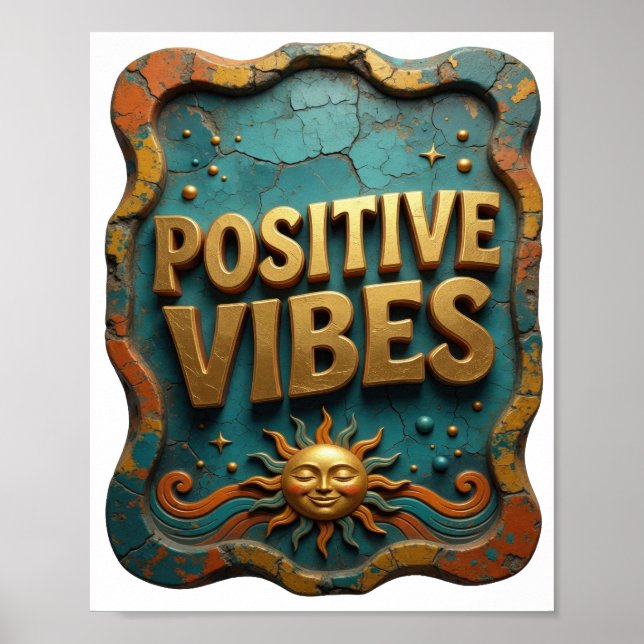 Skarp Guld POSITIVA VIBRATIONER Poster (Framsidan)