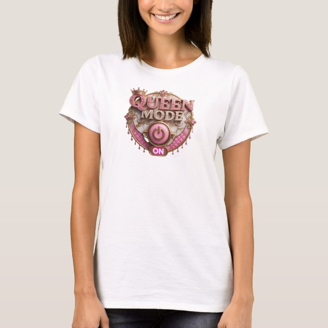 Skarp Orange QUEEN MODE PÅ Citat T-shirt (Framsida)