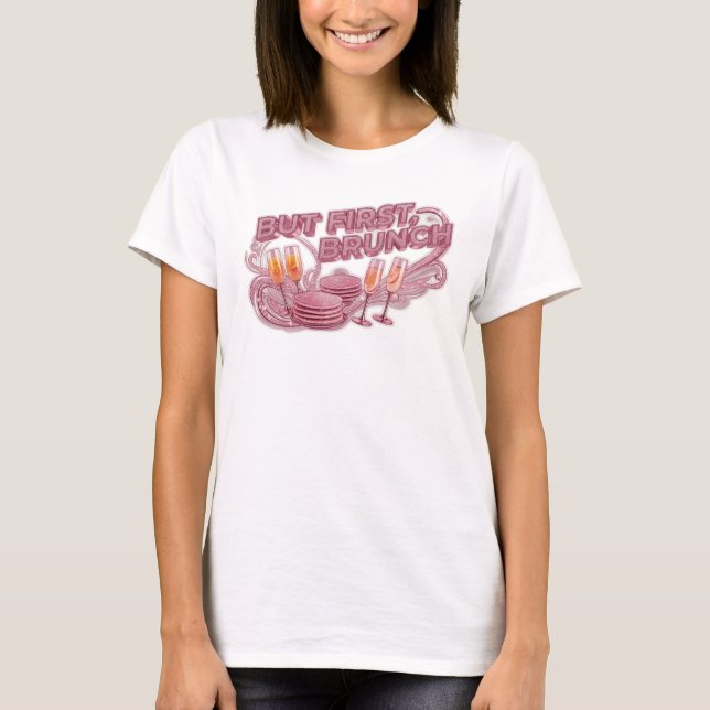 Skarp Rosa MEN FÖRST BRUNCH T-Shirt Design (Framsida)