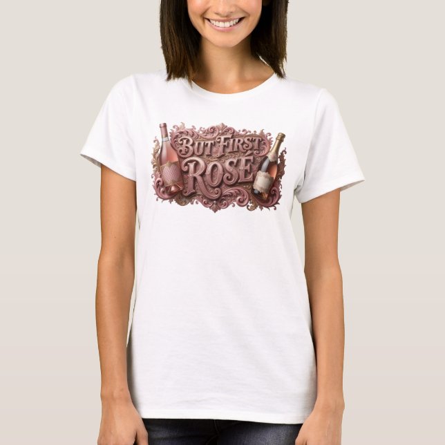 Skarp Rosa MEN FÖRST ROS 3D Text Konst T Shirt (Framsida)