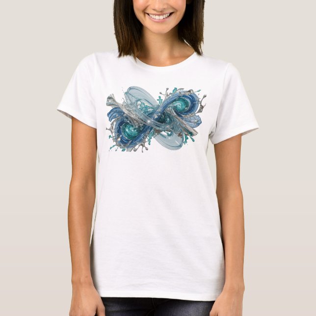 Skarp Silver ABSTRAKT KONST Design T Shirt (Framsida)