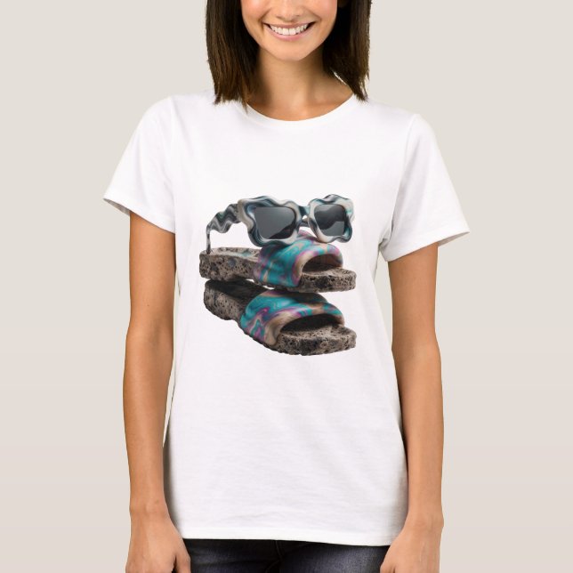 Skarp Silver ABSTRAKT KONST Design v2 T Shirt (Framsida)