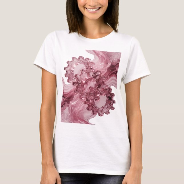 Skarp Silver ABSTRAKT KONST Statement Design T Shirt (Framsida)