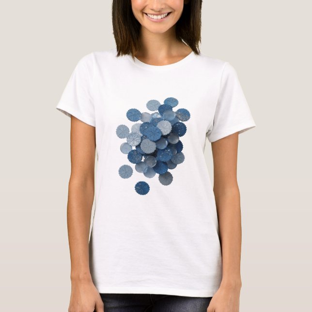 Skarp Silver BLÅA BLAD 3D Text Konst T Shirt (Framsida)