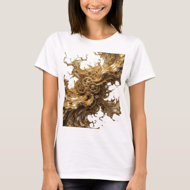 Skarp Silver GULDEN MEKANISK FLÖDES-statement T-sh T Shirt (Framsida)