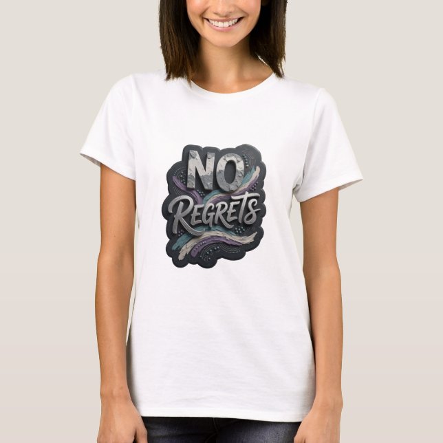 Skarp Silver INGA ÅNGER 3D Text Konst T Shirt (Framsida)