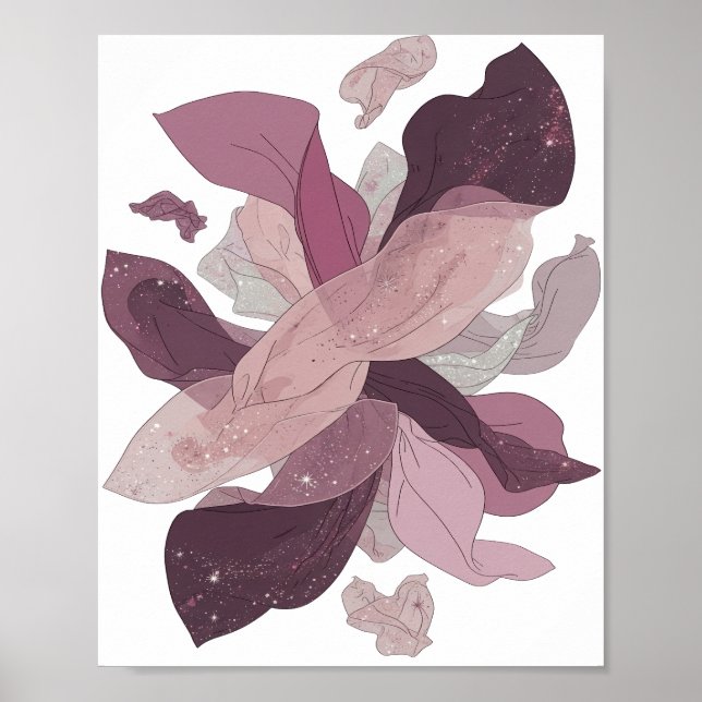Skarp Silver MAGNOLIA GALAXY formspråk Poster (Framsidan)