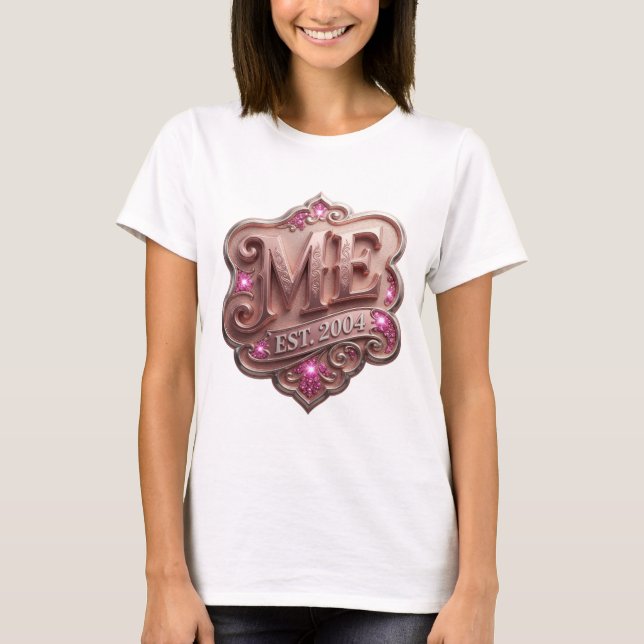 Skarp Silver ME EST 2004 Textdesign T Shirt (Framsida)