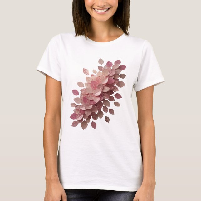 Skarp Silver RÖDA BLAD 3D Text Konst T Shirt (Framsida)