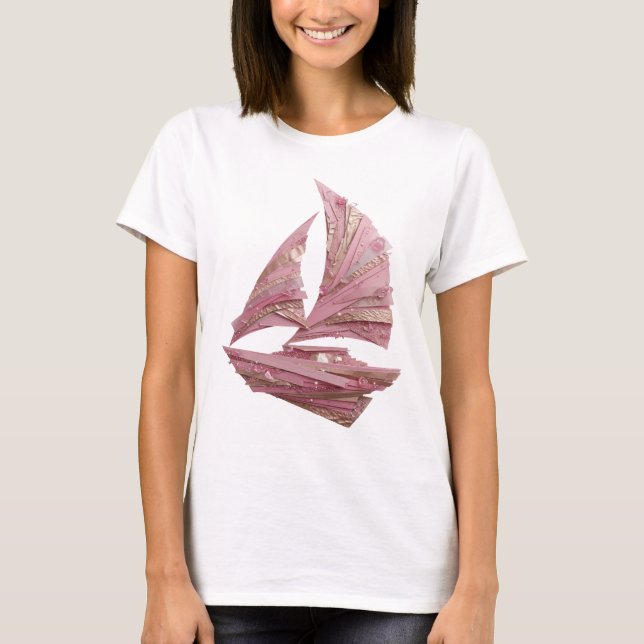 Skarp Silver ROSA SEGELBÅT Statement Design T Shirt (Framsida)