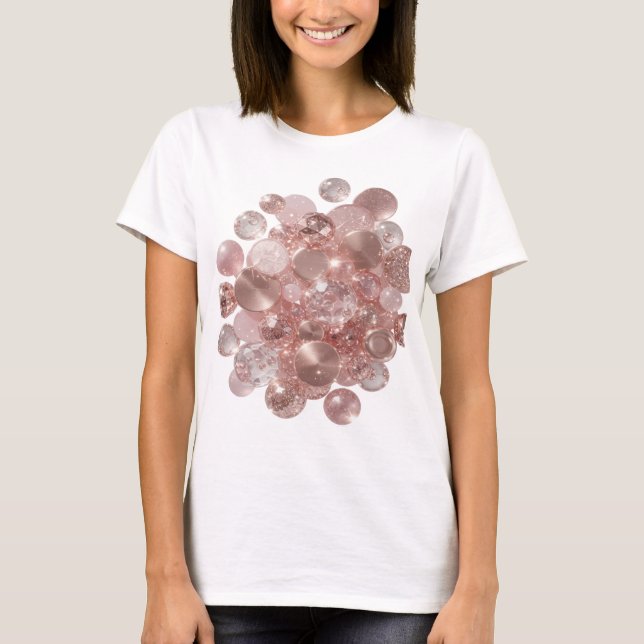 Skarp Silver ROSE GULD GLITTER T-shirt (Framsida)