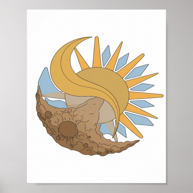 Skarp Silver SOL OCH MÅNE Djärv Design Poster (Framsidan)
