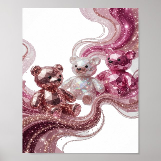 Skarp Silver TRE DIAMANTBJÖRNAR Print Poster (Framsidan)