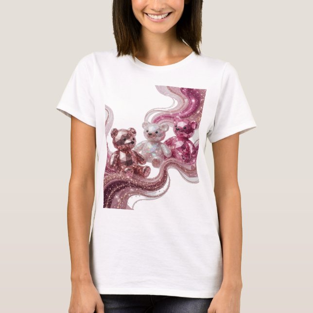 Skarp Silver TRE DIAMANTBJÖRNAR Tryck T Shirt (Framsida)