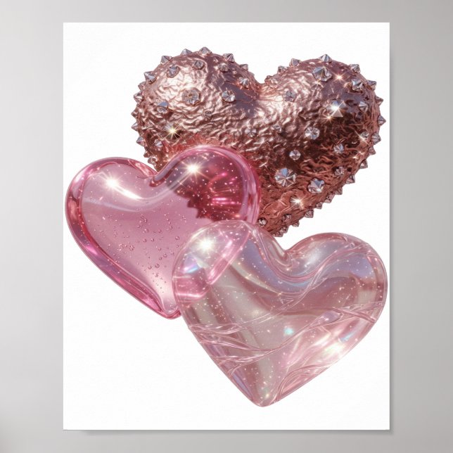 Skarp Silver TRE HJÄRTAN Poster (Framsidan)